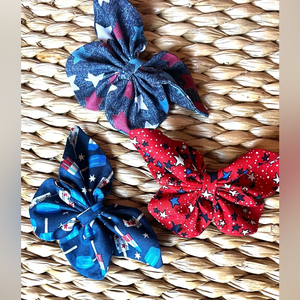 3 set lot of 3 New Handmade Fabric Butterflies Hair Bow Accessories 
July 4th